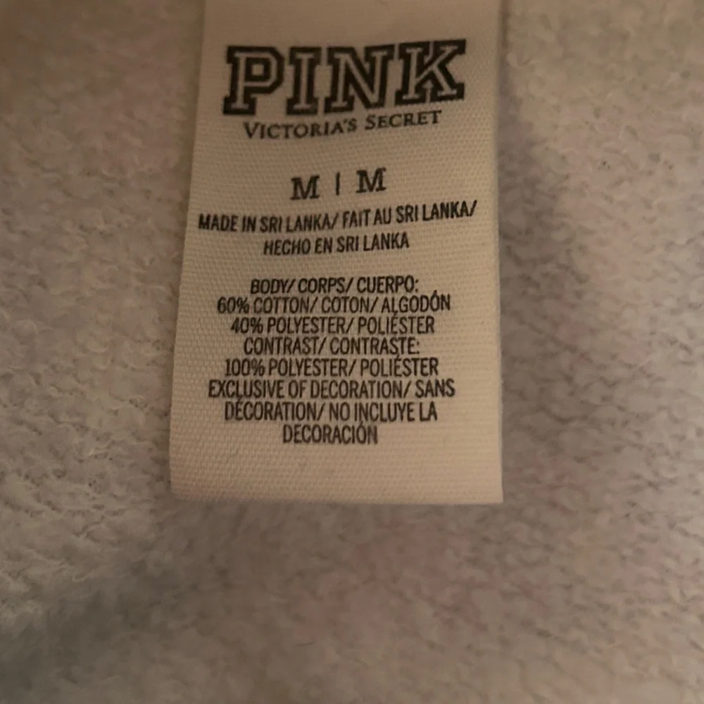 PINK Victoria's Secret size M  Gray and White quarter zip pullover LOVE PINK. - Picture 9 of 10